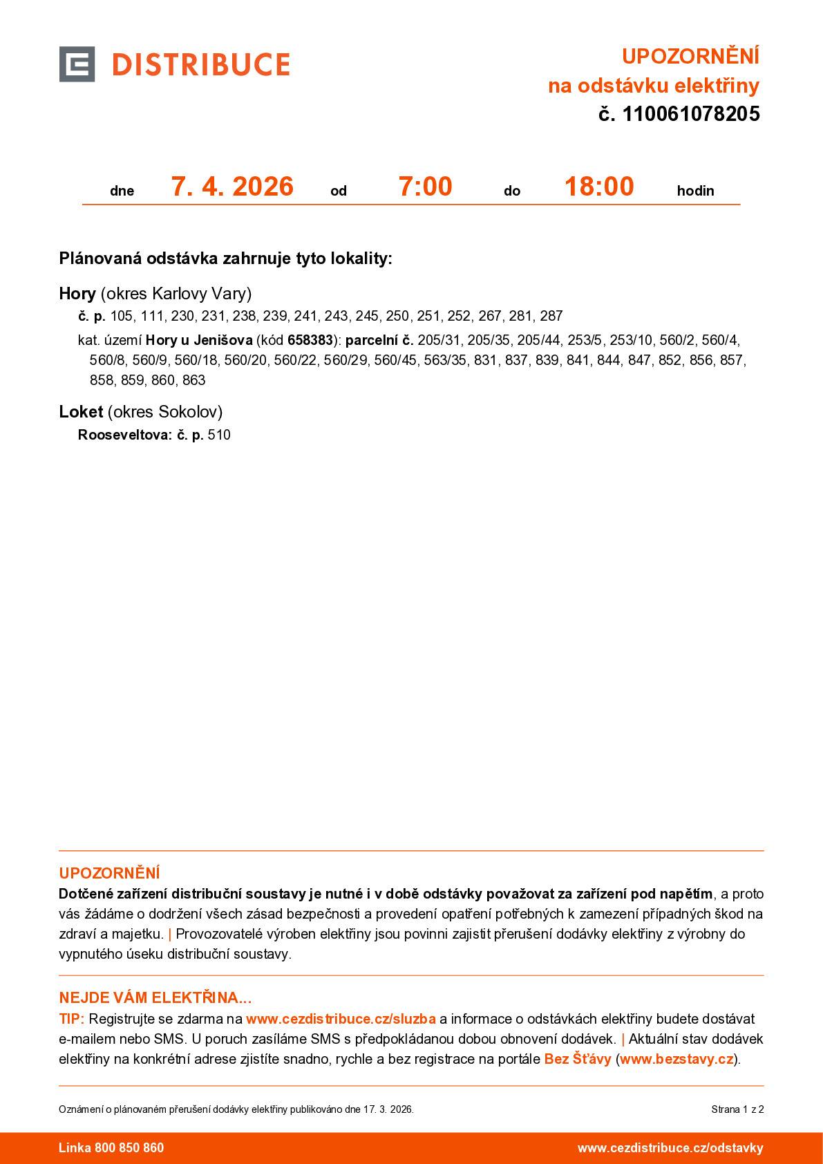 Hory u Jenišova, Loket - Rooseveltova 510