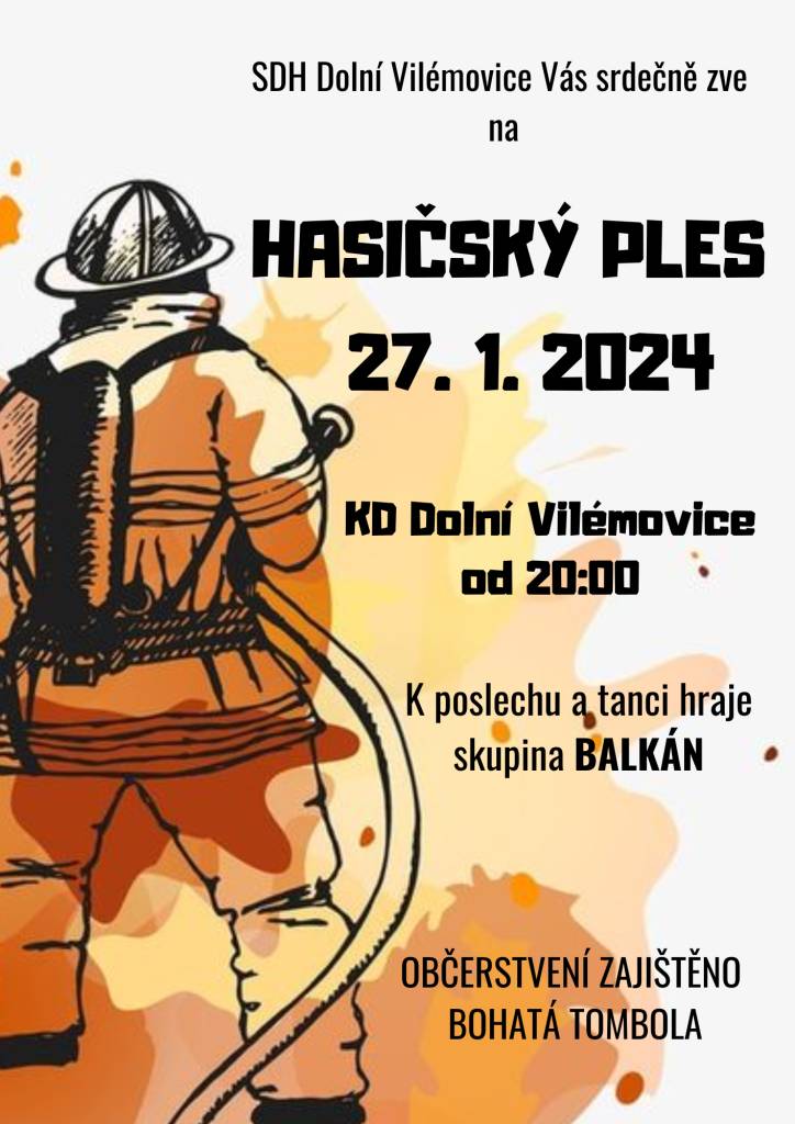 SDH Dolní Vilémovice vás zve na Hasičský ples 27.1.2023