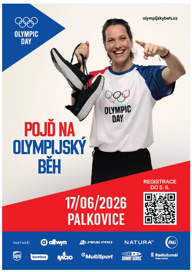 UŽ JEN DNES A ZÍTRA!   Nejlevnější registrace končí už zítra 31. 3. 2026! Začni léto pohybem a přidej se k oslavám Olympijského dne!   Více informací na stránkách: https://www.olympijskybeh.cz/zavody/palkovice-2026