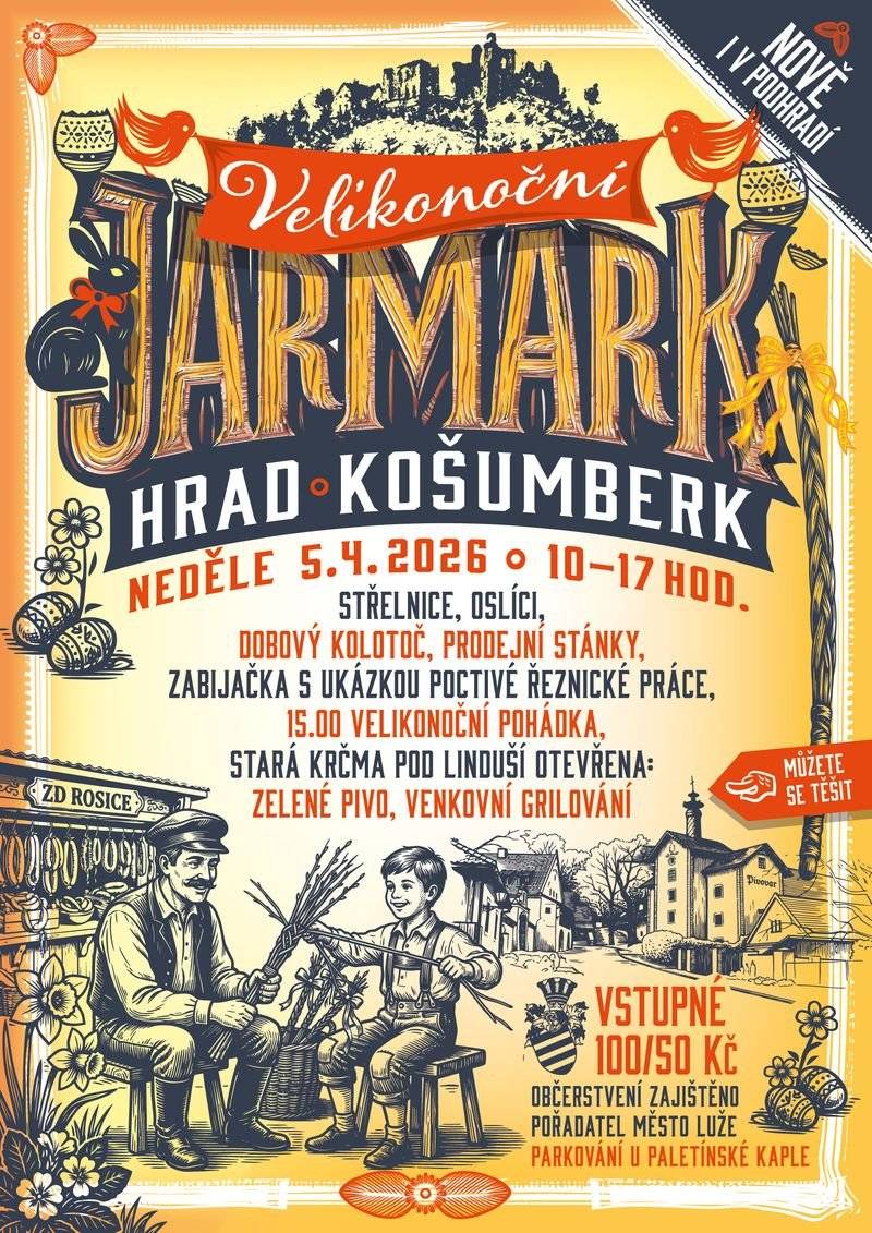 Přijďte nasát velikonoční náladu, potkat se s přáteli a užít si krásný den v prostředí hradu. Velikonoční jarmark již tuto neděli 5.4.2026!