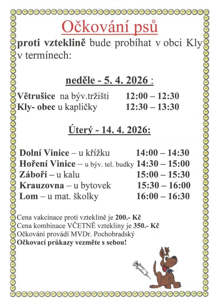 MVDr. Pochobradský informuje o termínech očkování psů