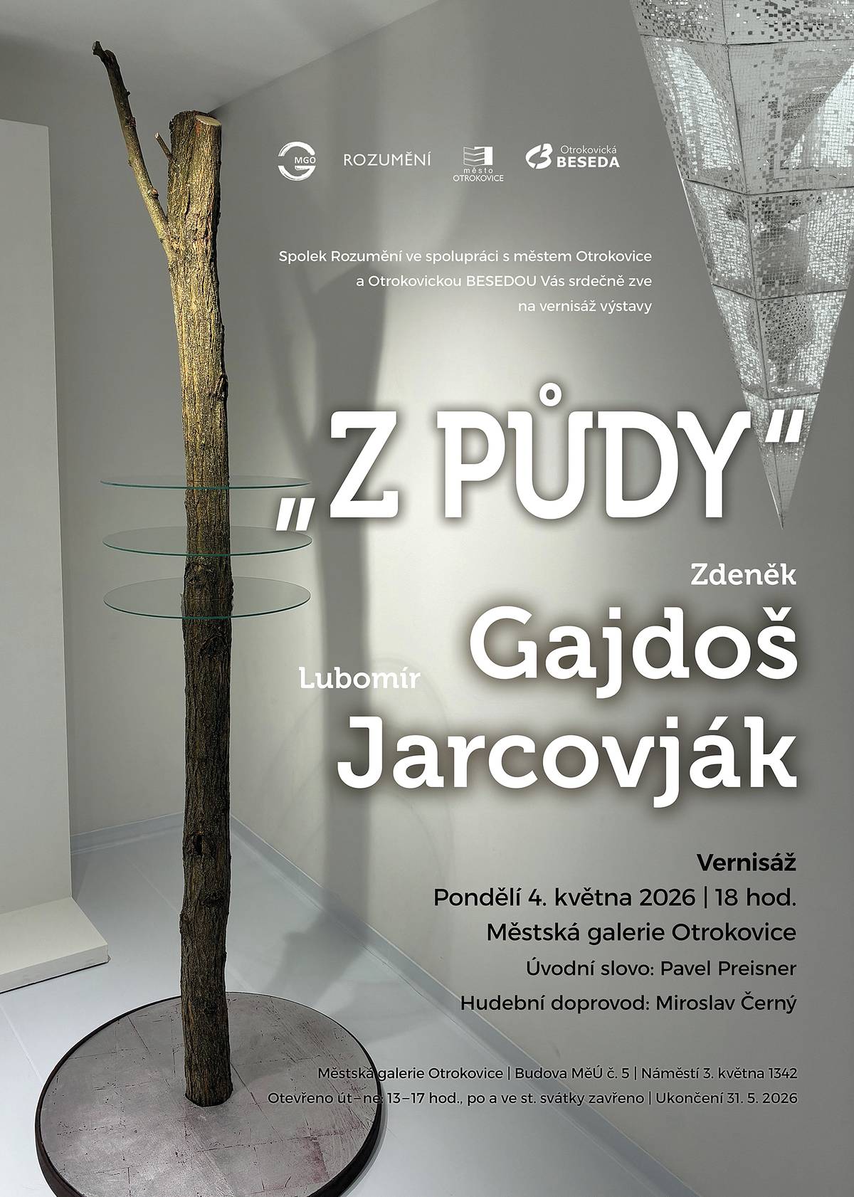 Zdeněk Gajdoš & Lubomír Jarcovják jsou autoři, kteří vedle sebe tvoří a vystavují už od vysokoškolských studií na brněnské Pedagogické fakultě (obor český jazyk a výtvarná výchova). Oba spojuje zájem o práci s papírem. Zdeněk Gajdoš se představí prostorovými i plošnými objekty ze zmíněného papíru a rabicového pletiva. Lubomír Jarcovják bude na výstavě zastoupen převážně malbou, ale i asamblážemi a rovněž i trojrozměrnými objekty z různých materiálů.