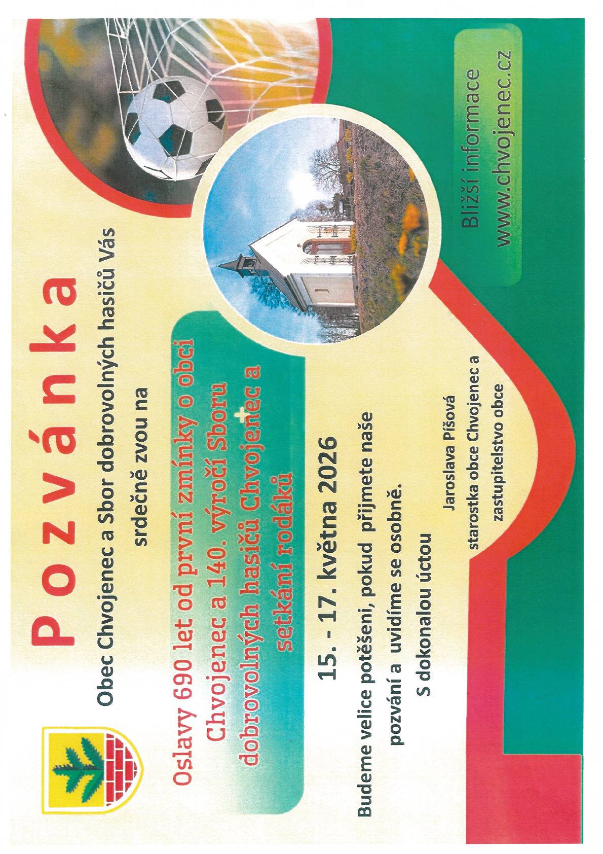 Obec Chvojenec - POZVÁNKA viz. příloha.