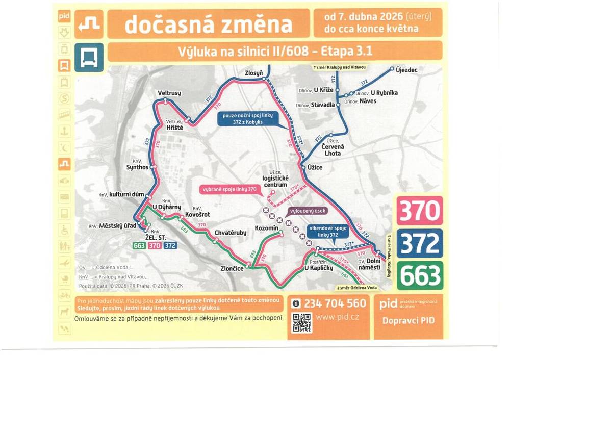 Výluka potrvá cca do konce května, dočasná změna-tabulka v  a jízdní řády v příloze:
