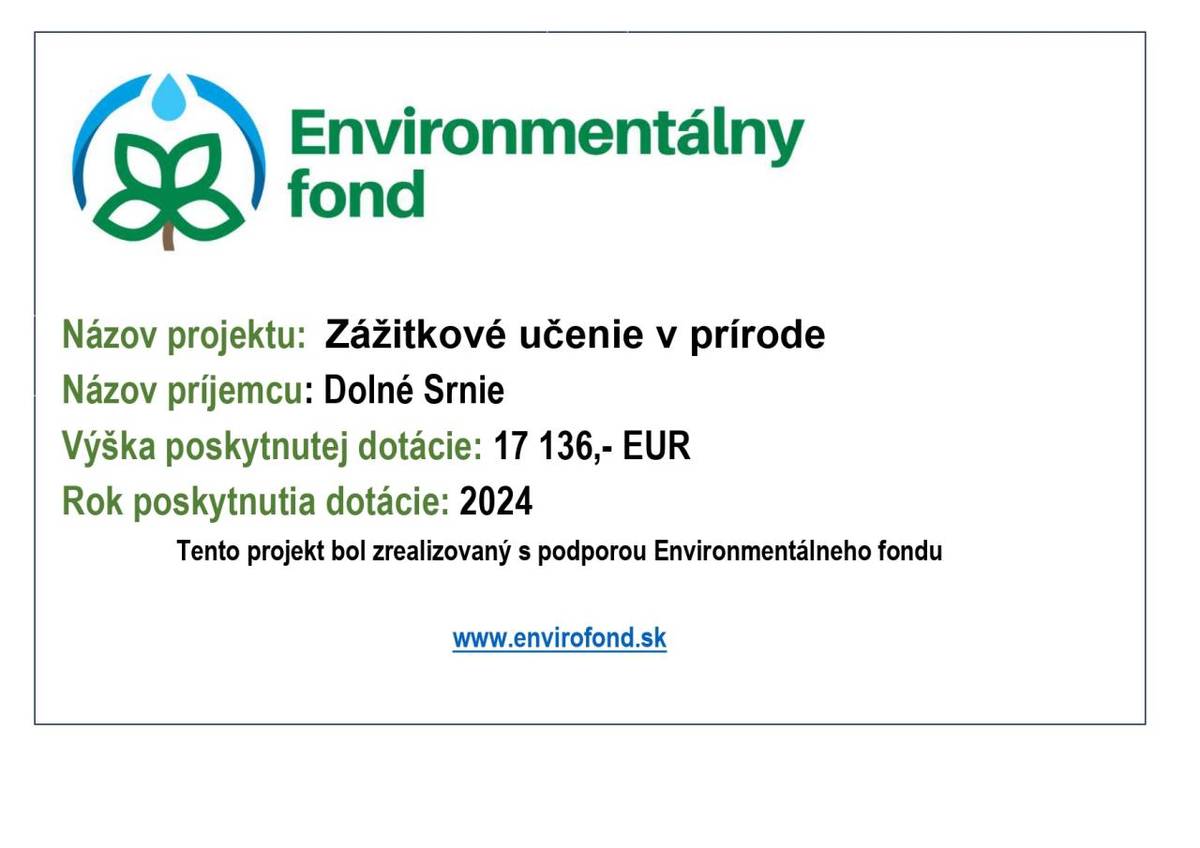 Projekt realizovaný s podporou Environmentálneho fondu