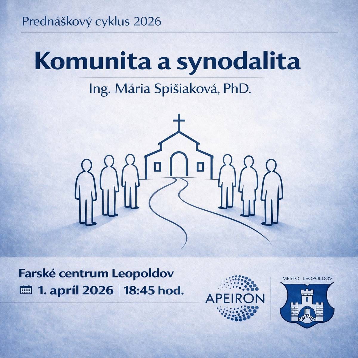 Dňa 1. 4. 2026 sa o 18.45 vo farskom centre uskutoční ďalšia z radu synodálnych prednášok spojených s diskusiou. O hlbšom význame komunity ako priestoru komunikácie a o jej úlohe pri uskutočňovaní synodálnej Cirkvi nám príde porozprávať Dr. Mária Spišiaková, pedagogička Teologickej fakulty Trnavskej univerzity a členka Študijnej skupiny pre synodu na Slobensku.