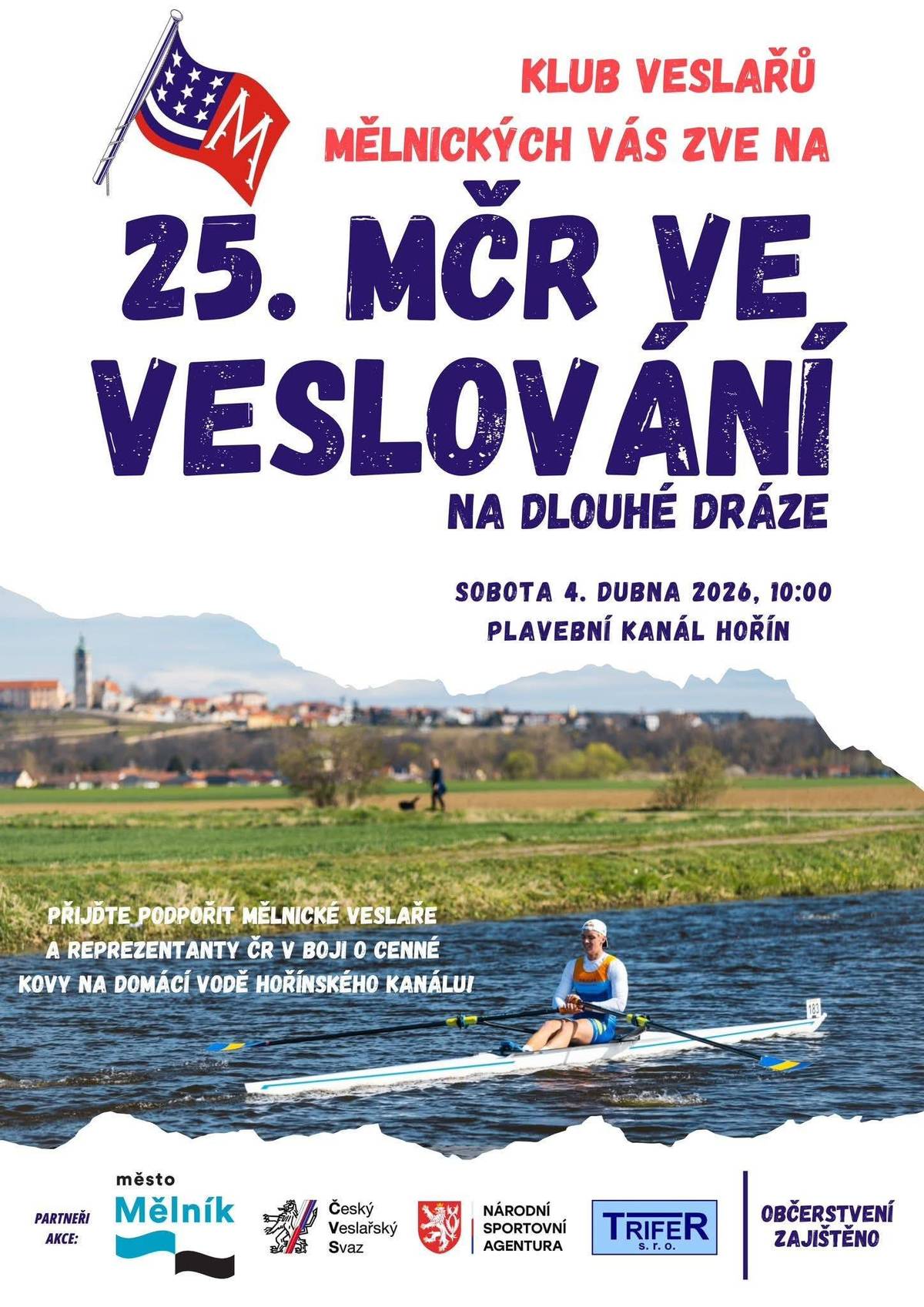Mezinárodní mistrovství ČR ve veslování na dlouhé dráze se bude konat v sobotu 4.4.2026.  Upozorňujeme na zvýšený provoz vozidel a autobusů s připojenými vleky v naší obci a na komunikacích spojujících obce Hořín, Lužec nad Vltavou a Vraňany, a to již od pátku 3.4.2026.
