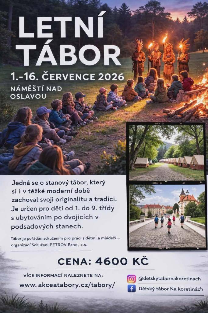 Jedná se o smíšený tábor, pod hlavičkou křesťanské organizace Sdružení Petrov z.s. Je určen pro děti od 1. do 9. třídy. Ubytování je ve stanech s podsadou po dvojicích.   Veškeré informace poskytne organizátor p. Budiš Zdeněk ml.,  Ponětovice 84, tel: 732 670 595