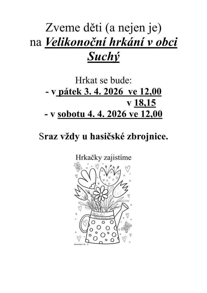 Velikonoční hrkání v obci Suchý