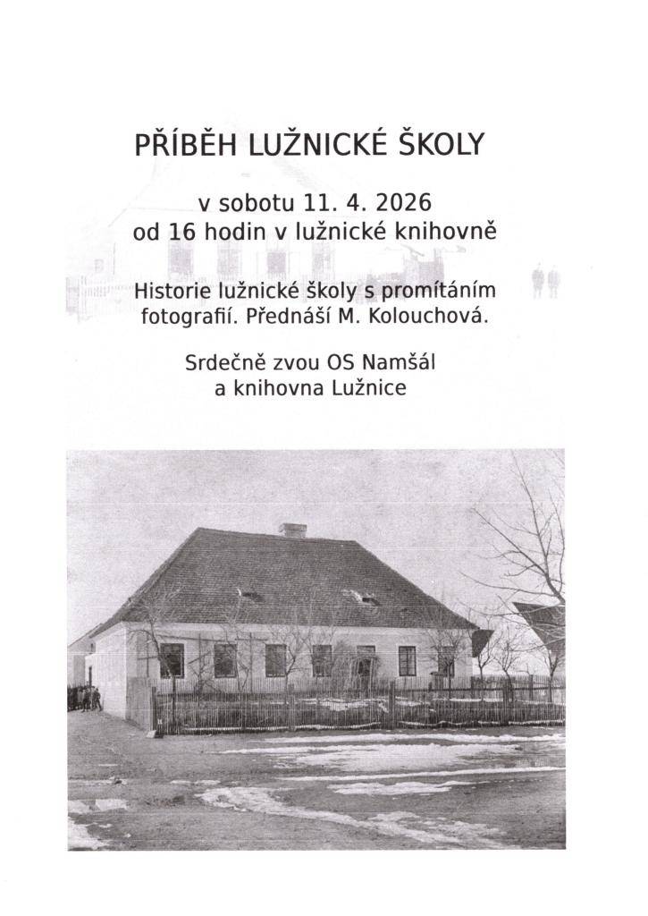 V sobotu 11.04.2026 od 16 hodin v lužnické knihovně.  Přednáší Miroslava Kolouchová.
