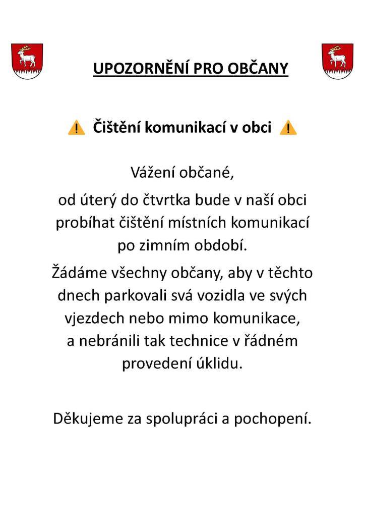 Upozornění pro občany.