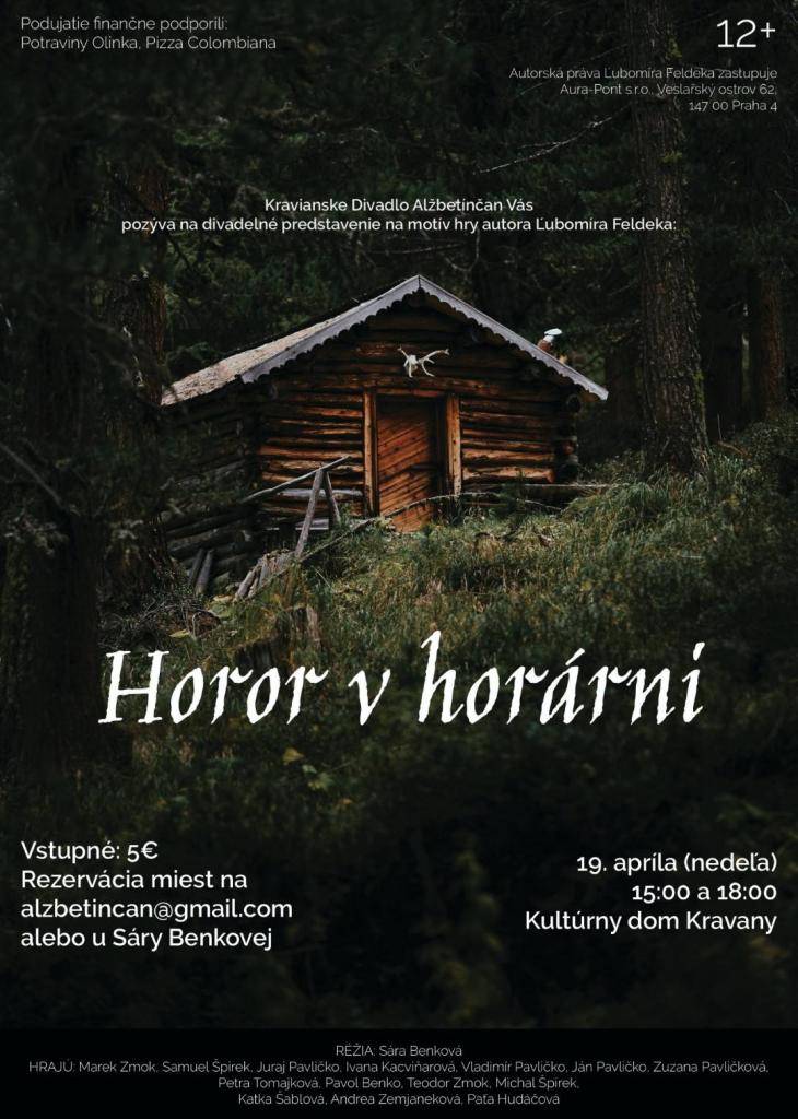 Kravianske Divadlo Alžbetínčan Vás pozýva na divadelné predstavenie na motív hry autora Ľubomíra Feldeka.