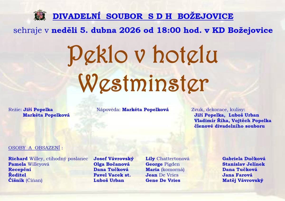 5. dubna 2026 od 18:00 hod. - KD Božejovice