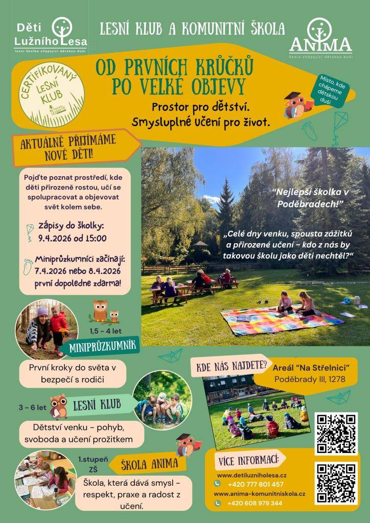 Zveme vás na zápis do školky, který proběhne 9. dubna 2026 od 15:00.