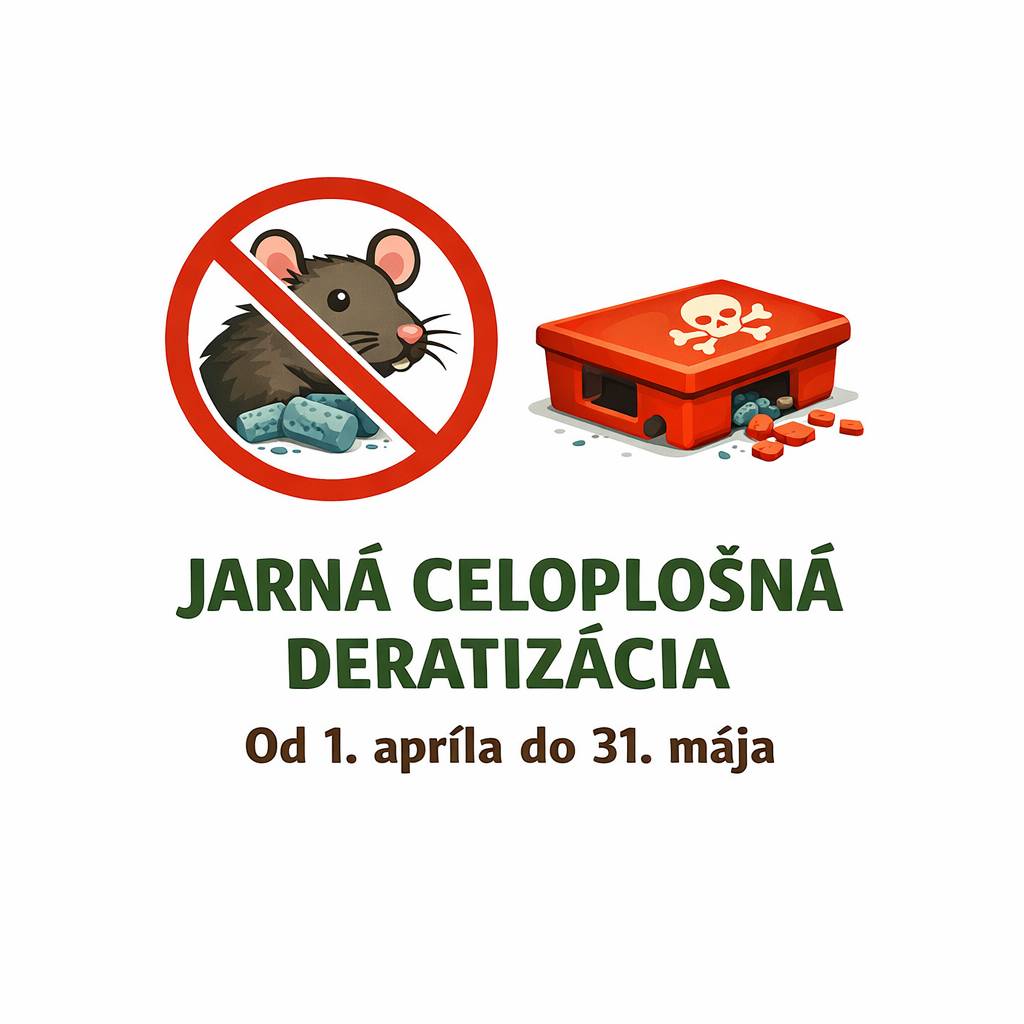 Mesto informuje obyvateľov, podnikateľov aj správcov objektov o výzve Regionálny úrad verejného zdravotníctva so sídlom v Trenčíne na vykonanie jarnej preventívnej celoplošnej deratizácie. Deratizácia sa uskutoční v období od 1. apríla do 31. mája 2026 na území miest a obcí v okresoch Trenčín, Nové Mesto nad Váhom, Bánovce nad Bebravou a Myjava. Cieľom opatrenia je predchádzať vzniku a šíreniu prenosných ochorení a znížiť výskyt živočíšnych škodcov, najmä potkanov, myší a krýs. Kto má povinnosť deratizáciu vykonať  mesto a obce – na verejných priestranstvách a vo svojich objektoch, podnikatelia a právnické osoby – najmä v prevádzkach, školách, zdravotníckych a sociálnych zariadeniach, bytových domoch či skladoch, obyvatelia – odporúča sa vykonať deratizáciu najmä v pivničných priestoroch a pri chove hospodárskych zvierat.  Upozornenie pre obyvateľov: Pri vykonávaní deratizácie je potrebné dbať na zvýšenú opatrnosť a zabezpečiť, aby sa k návnadám nedostali domáce zvieratá (psy, mačky a iné chované zvieratá), nakoľko použité prípravky môžu byť pre ne nebezpečné. Deratizáciu je potrebné realizovať odborne a v súlade s platnou legislatívou, pričom prostredie musí byť pred jej vykonaním upratané a zbavené odpadu. Premnožené hlodavce môžu predstavovať vážne riziko pre verejné zdravie, keďže prenášajú viaceré ochorenia. Pravidelná deratizácia je preto dôležitým preventívnym opatrením. Viac informácií nájdete na webovej stránke RÚVZ Trenčín: Výzva na vykonania jarnej preventívnej celoplošnej deratizácie 2026 - RUVZTN - uvz  Mesto žiada obyvateľov o súčinnosť pri realizácii tohto opatrenia v záujme ochrany zdravia a čistoty životného prostredia.