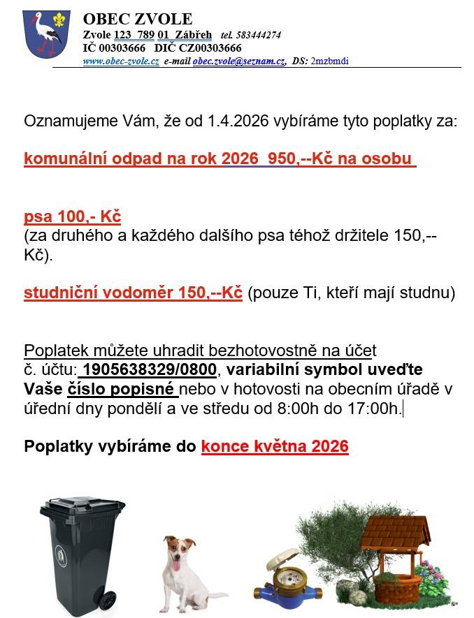 Vybíráme poplatkyna rok 2026 do konce května