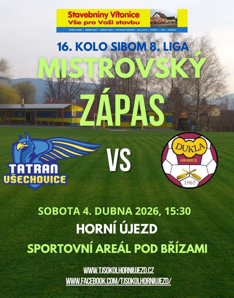 Tatran Všechovice B vs. FC Dukla Hranice  sobota 4. dubna 2026 v 15:30