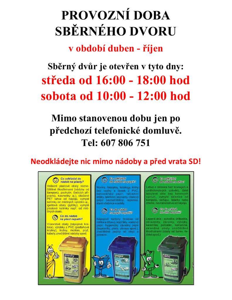 Provozní doba sběrného dvora duben-říje