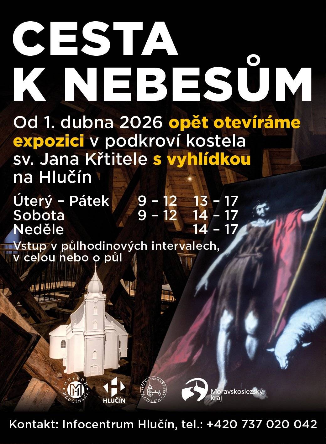 Jan Žižka, Z Trocnova do velkých dějin (do 6. 9.) Muzeum Hlučínska; Cesta k nebesům (výstava) kostel sv. Jana Křtitele 8. 4. 9:30 Co se stalo u kafeja… (beseda)  Zámecká kavárna LOGR 9. 4. 15:00 Zasedání zastupitelstva  KD Hlučín; 17:00 Macramé workshop s Barborou Říčnou Zámecký klub 12. 4. 16:00 Komorní sbor Ostrava (koncert) Červený kostel 13. 4. 15:30 Odemykání lesa DDM Hlučín; 17:00 Žižka jako ikona: Hrdina, legenda a symbol v českém umění1 9. a 20. století (Dr. Jiří Jung) přednáška Muzeum Hlučínska 15. 4. 18:00 Neboj, dýchej, čaruj. (film) Artclub 16. 4.17:00 Veřejná schůze Osadního výboru Sídliště OKD Komunitní centrum na OKD; 17:00 BO zdraví (přednáška) Artclub 17. 4. 8:00 Farmářské trhy Mírové náměstí 18. 4. 10:00 BO pohár (jachtařský závod) Hlučínské jezero 19. 4.10:00 BO pohár (jachtařský závod) Hlučínské jezero; 17:00 Benefiční koncert k 35. výročí Charity Hlučín Kostel sv. Jana Křtitele 20. 4. 17:00 Jak vzniká mýtus? Jan Žižka v imaginaci a umění pozdního středověku (doc. Daniela Rywiková) Muzeum Hlučínska 22. 4. 9:30 Co se stalo u kafeja… (beseda) Zámecká kavárna LOGR; 17:00 Jarní houbaření Zámecký klub 23. 4. 18:00 Bass Face Lukáše Mužíka Artclub 25. 4. 9:00 Vítání ptačího zpěvu Kozmické ptačí louky; 11:00 Darkovičky 11 (běžecký závod) V blízkosti MO-S 24 „signál“; 14:00 Hlučínská 24ka (běžecký závod) Hlučínské jezero; 14:30 Průvod čarodějnic DDM Hlučín; 16:30 Zdobení májky Hlučínské jezero; 18:00 Pálení čarodějnic Hlučínské jezero 26. 4. 9:00 Hlučínská 24ka (vyhlášení závodu) Hlučínské jezero; 10:00 Mše svatá k 35. výročí Charity Hlučín Kostel sv. Jana Křtitele; 10:00 Čarodějnické show s kouzelnicí Radanou Artclub 29. 4. 17:30 Jarní knihovní kvíz Zámecký klub #hlucin #akcehlucin #duben #kultura #sport #zabava #jednani #volnycas