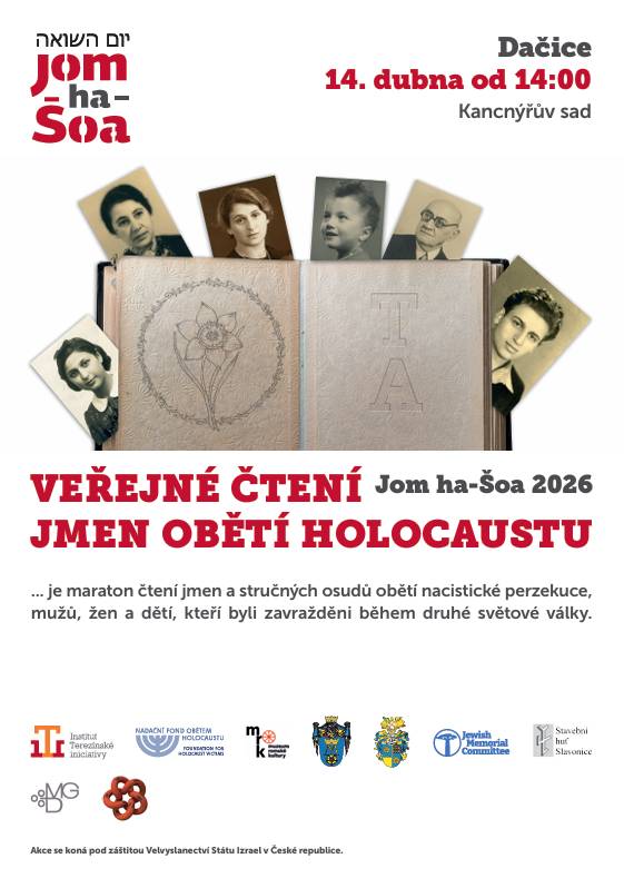 Veřejné čtení jmen obětí holocaustu se uskuteční 14. dubna 2026 od 14:00 v Kancnýřově sadu v Dačicích. Jom ha-šoa je maraton, který se věnuje čtení jmen a příběhům lidí, kteří byli zavražděni během druhé světové války. Tato událost má za cíl připomenout osudy obětí nacistické perzekuce.