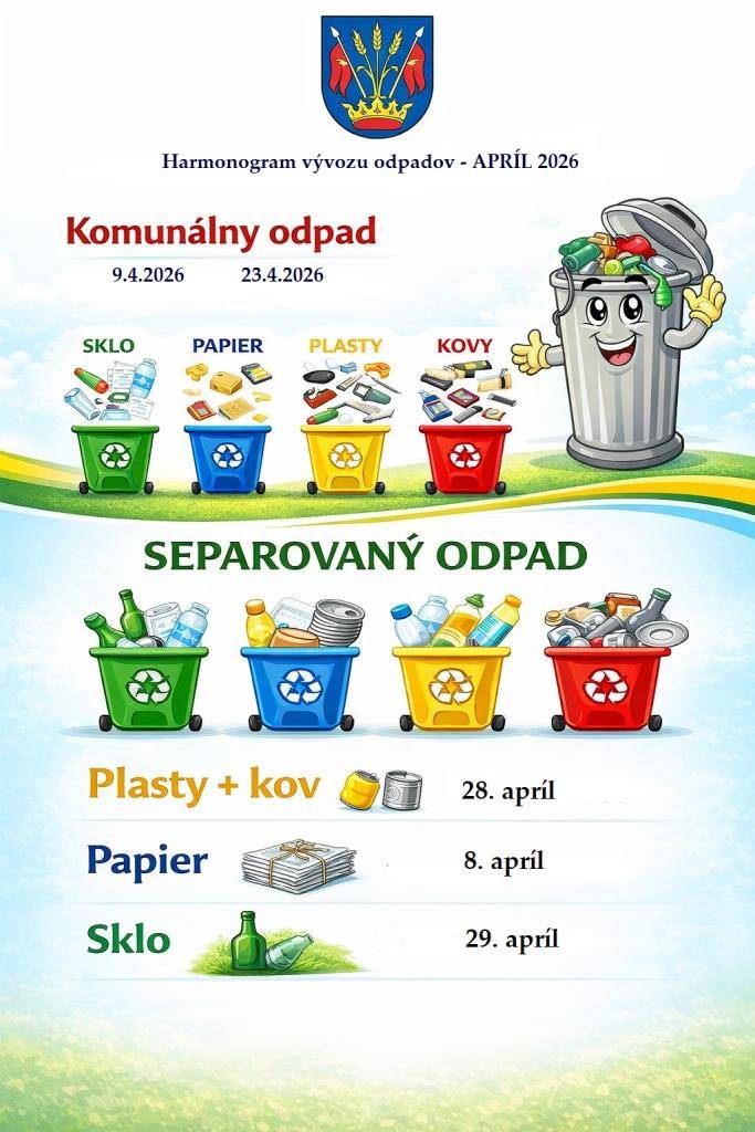 Harmonogram vývozu odpadov - APRÍL 2026