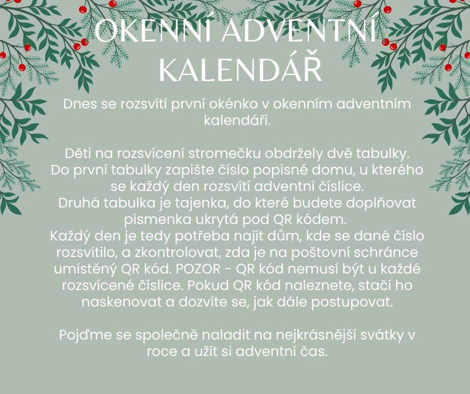 Informace k okennímu adventnímu kalendáři