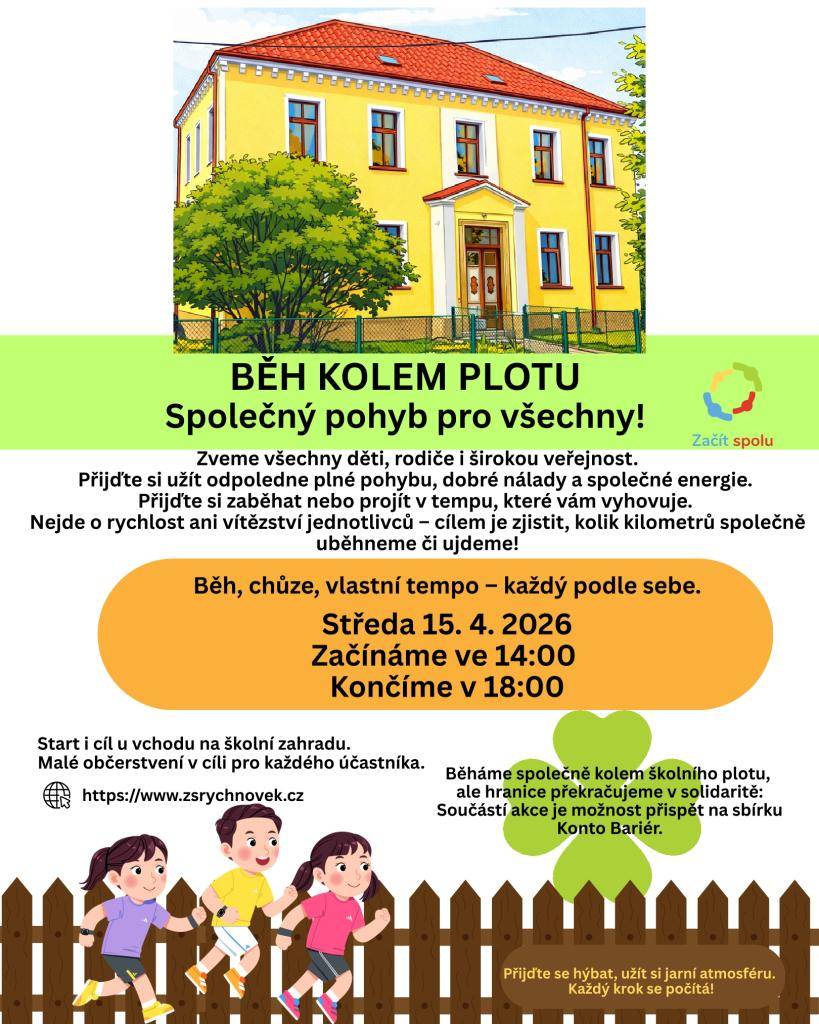 Přijďte na akci Běh kolem plotu 2026, která se koná ve středu 15. dubna od 14:00 do 18:00.