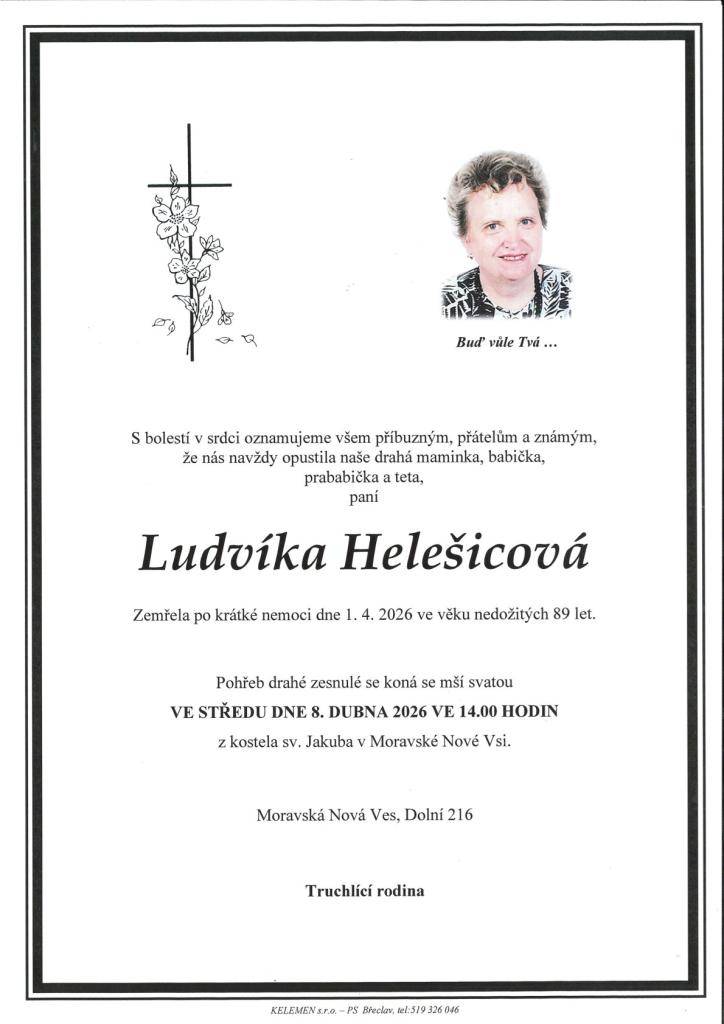 Ludvíka Helešicová †1.4.2026