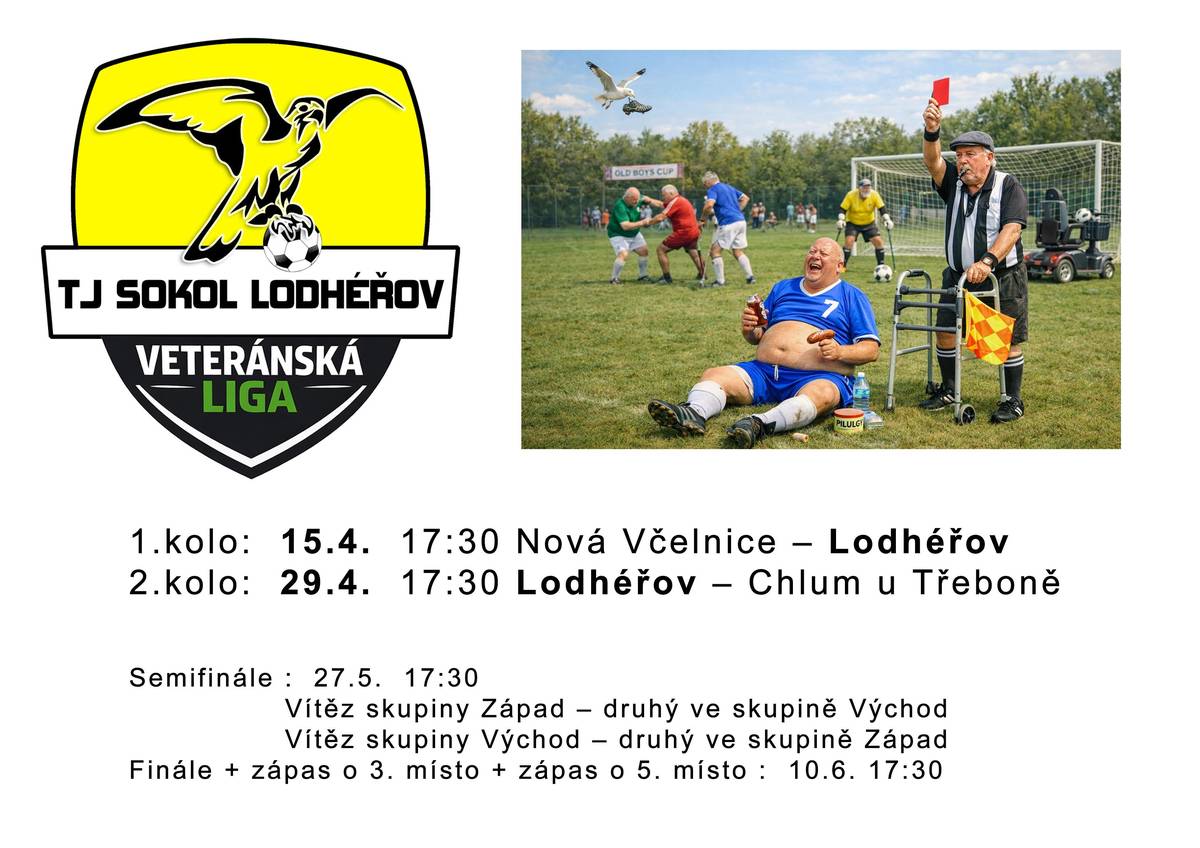 Zveme všechny na veteránskou fotbalovou ligu - podrobnosti v letáku nebo na www.lodherov.cz