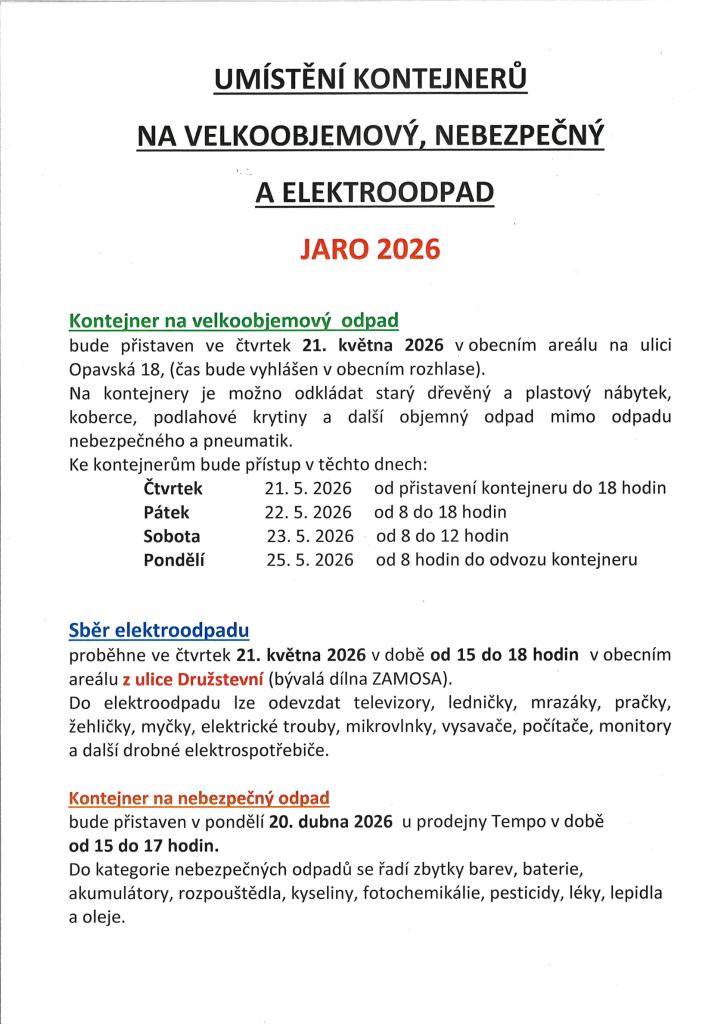 Kontejnery - JARO 2026