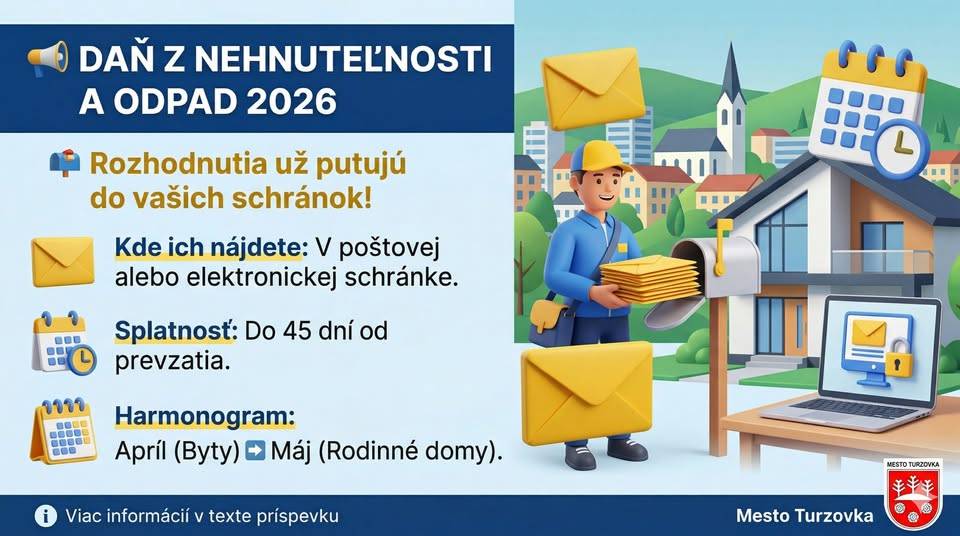 Mesto Turzovka v marci začalo posielať rozhodnutia na daň z nehnuteľnosti a miestny poplatok za komunálny odpad.