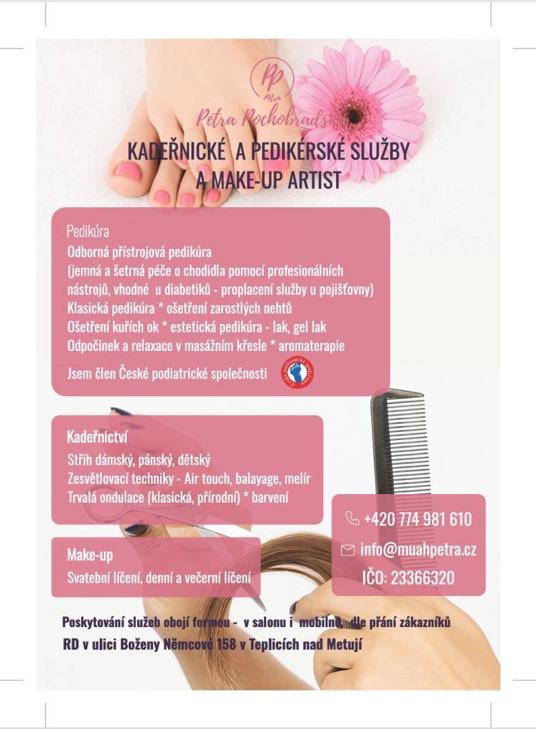 KADEŘNICKÉ A PEDIKÉRSKÉ SLUŽBY A MAKE-UP ARTIST