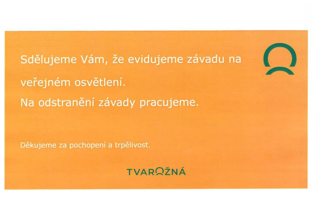 Závada na veřejném osvětlení.