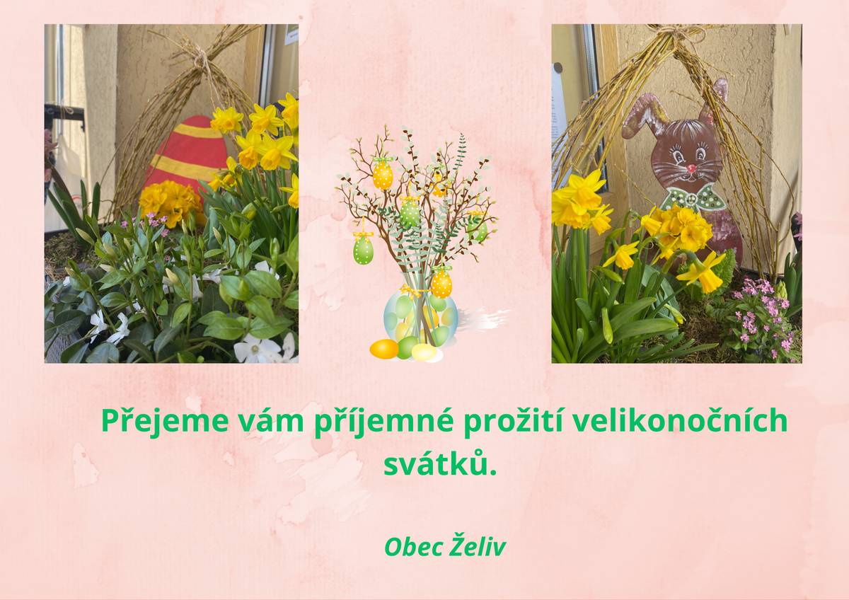Vážení spoluobčané, přejeme vám požehnané Velikonoce prožité ve zdraví a pohodě.