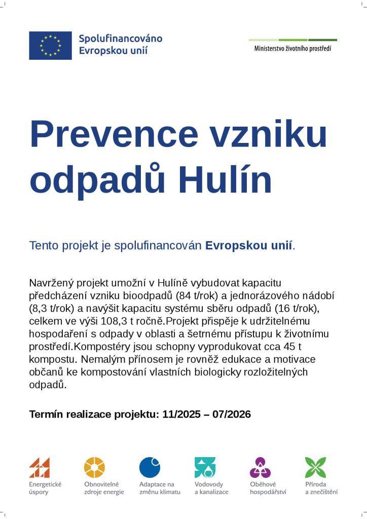 Projekt realizován v rámci 68. výzvy z Operačního programu Životní prostředí.