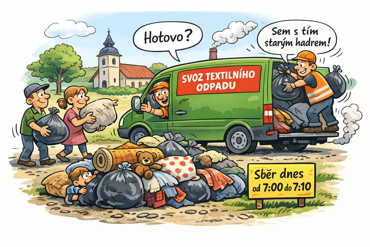 Upozorňujeme občany, že v pátek 22. května 2026 proběhne svoz textilního odpadu. V Lukavci bude svoz od 7:00 do 7:10 u hřiště u koupaliště. Připravte prosím pouze znehodnocený textil v pytlích nebo taškách. Použitelné oblečení do svozu nepatří.