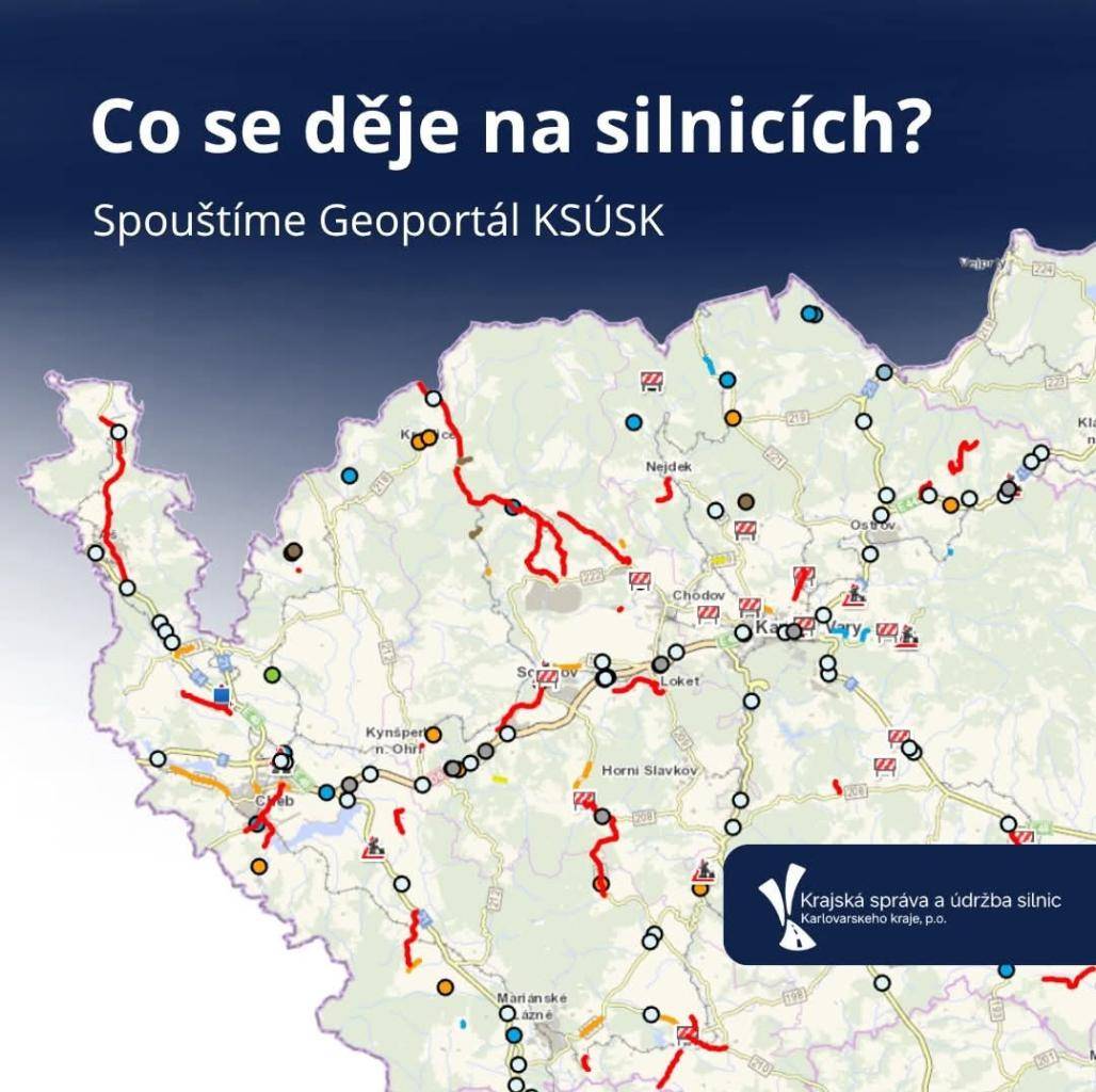 Krajská správa a údržba silnic Karlovarského kraje představuje Geoportál – veřejnou mapovou aplikaci, která přináší přehled o dopravní situaci napříč celou silniční sítí v regionu. Nově tak získává přístup k těmto informacím nejen odborná, ale i široká veřejnost.