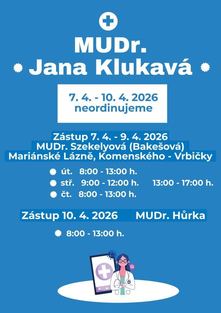 Dovolená ve dnech 7. - 10. 4. 2026.