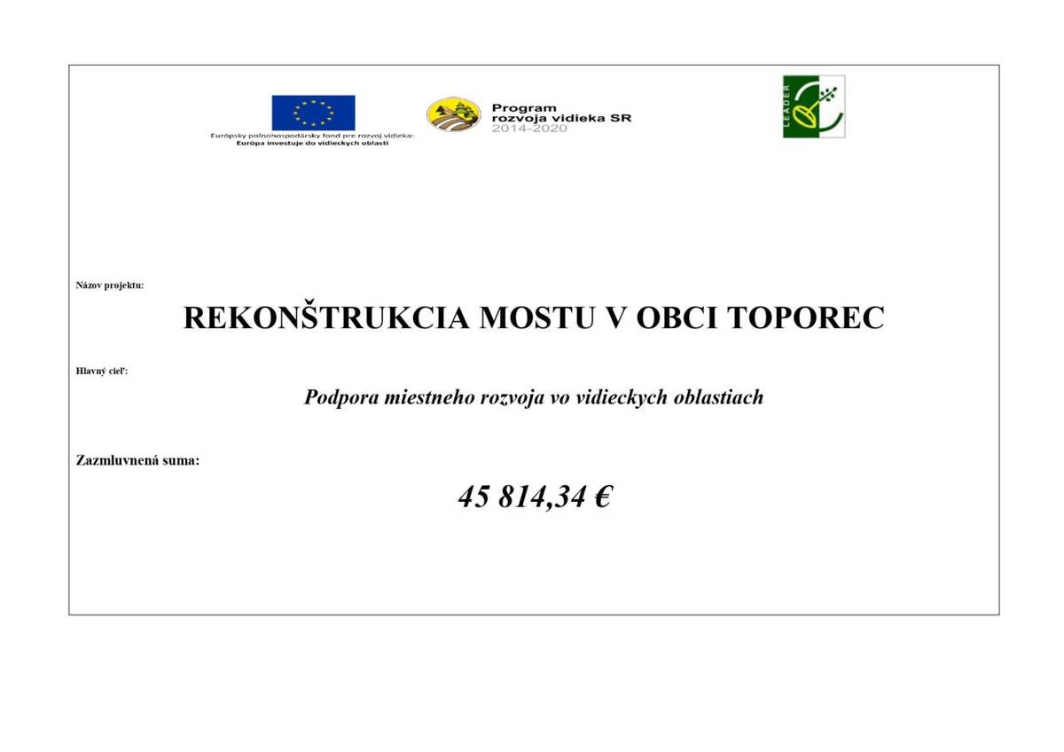 Rekonštrukcia mostu v obci Toporec