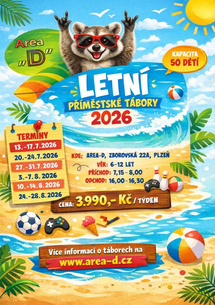 AREA „D“ pořádá letní příměstský tábor. Více informací na webových stránkách www.area-d.cz