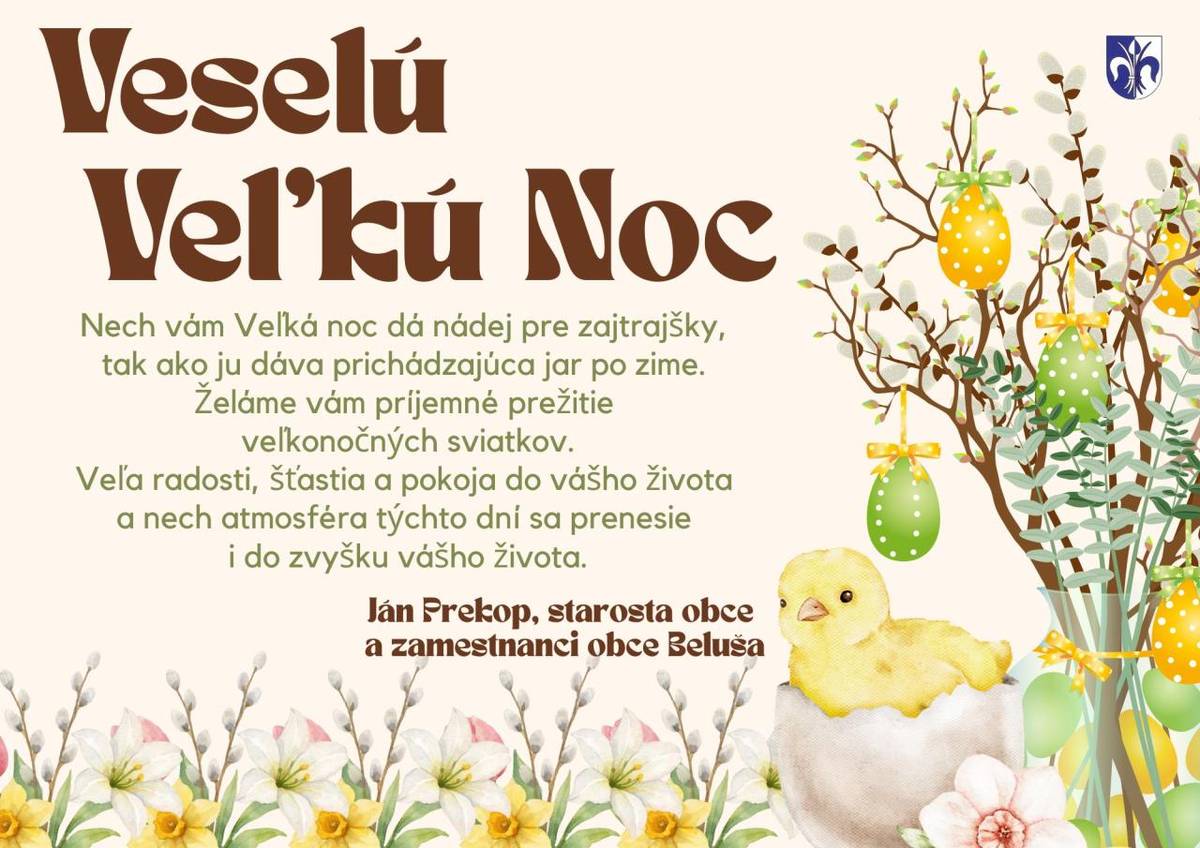 Prajeme vám príjemné prežitie veľkonočných sviatkov v kruhu blízkych a v dobrej nálade.