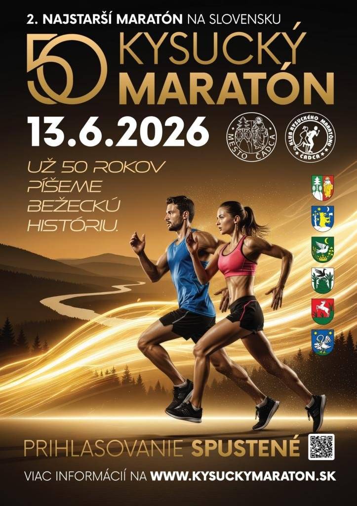 Kysucký maratón patrí medzi významné športové podujatia nášho regiónu a zároveň je druhým najstarším maratónom na Slovensku. Už päťdesiat rokov spája mestá, obce, bežcov aj priaznivcov športu a vytvára jedinečnú atmosféru, ktorá je postavená na spolupráci samospráv, organizátorov, dobrovoľníkov a športovej verejnosti. Jubilejný 50. ročník Kysuckého maratónu sa uskutoční v sobotu 13. júna 2026  a už teraz je jasné, že pôjde o výnimočný športový deň, ktorý spojí elitné výkony, rekreačný beh a pravú maratónsku atmosféru v srdci Kysúc. Viac informácií o podujatí nájdete na: https://www.mestocadca.sk/sport/2026/jubilejny-50-rocnik-kysuckeho-maratonu-vyzvy-emocie-rozne-discipliny-jedna-maratonska-atmosfera.html