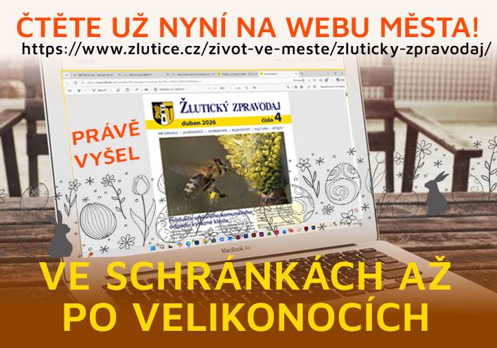 Z technických důvodů na straně tiskárny bude dubnové vydání Žlutického zpravodaje distribuováno do poštovních schránek až příští týden po Velikonocích. Již nyní je však se stažení na webu města.  Redakce děkuje za pochopení a přeje všem čtenářům krásné Velikonoce.