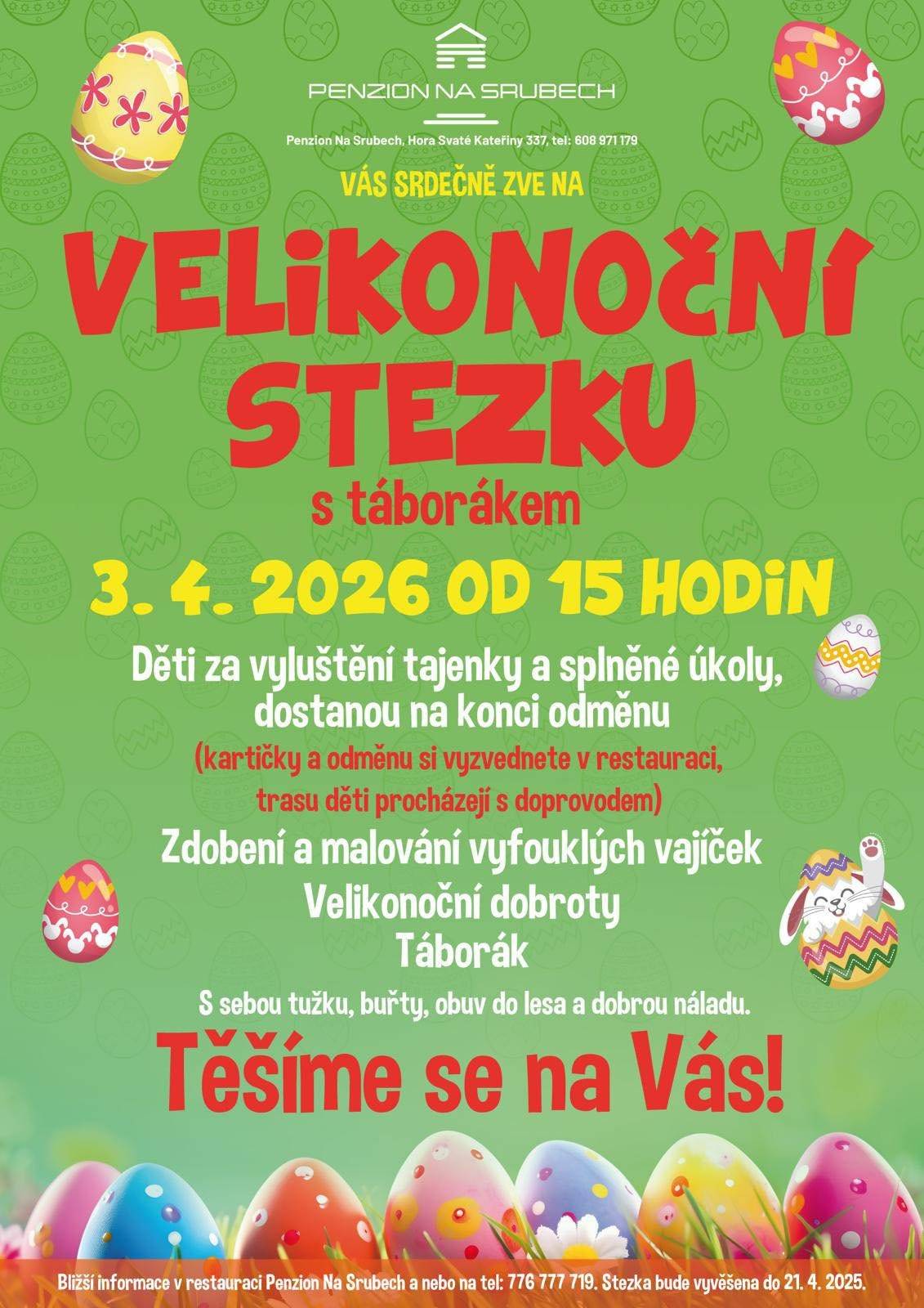 Penzion na Srubech Vás zve na Velikonoční stezku s táborákem  3.4.2026 od 15:00 hod