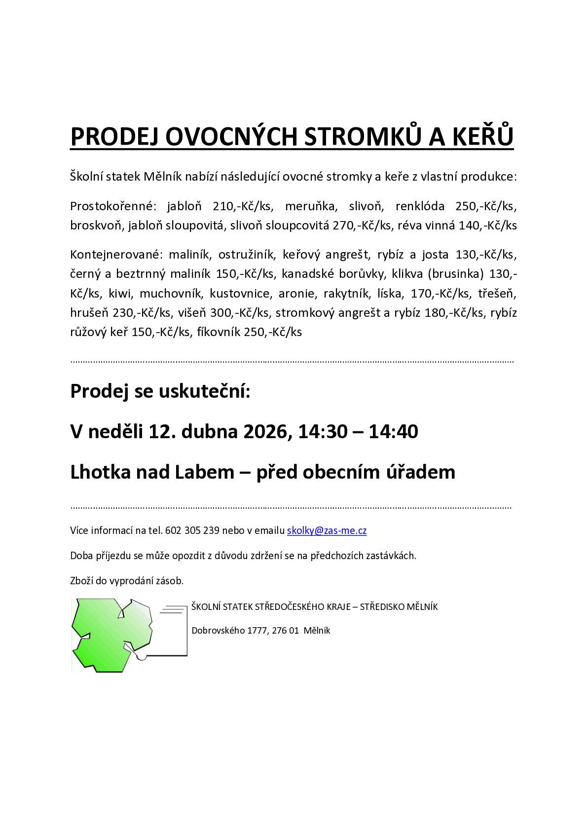 12.4.2026 14:30 -14:40 před obecním úřadem