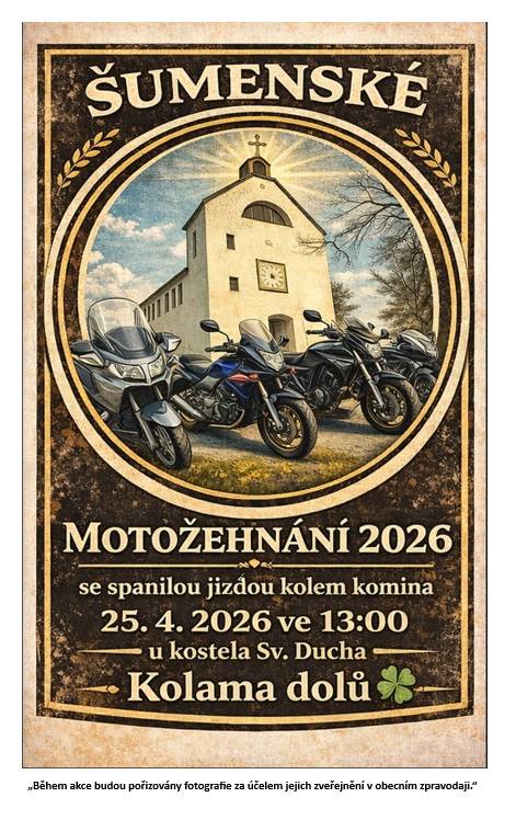 Šumenské motožehnání  25.4.2026 ve 13:00 u kostela sv. Ducha