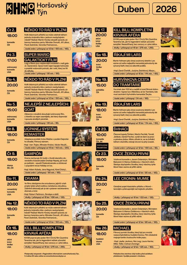 Pozvánky na akce, které se uskuteční v Horšovském Týně.