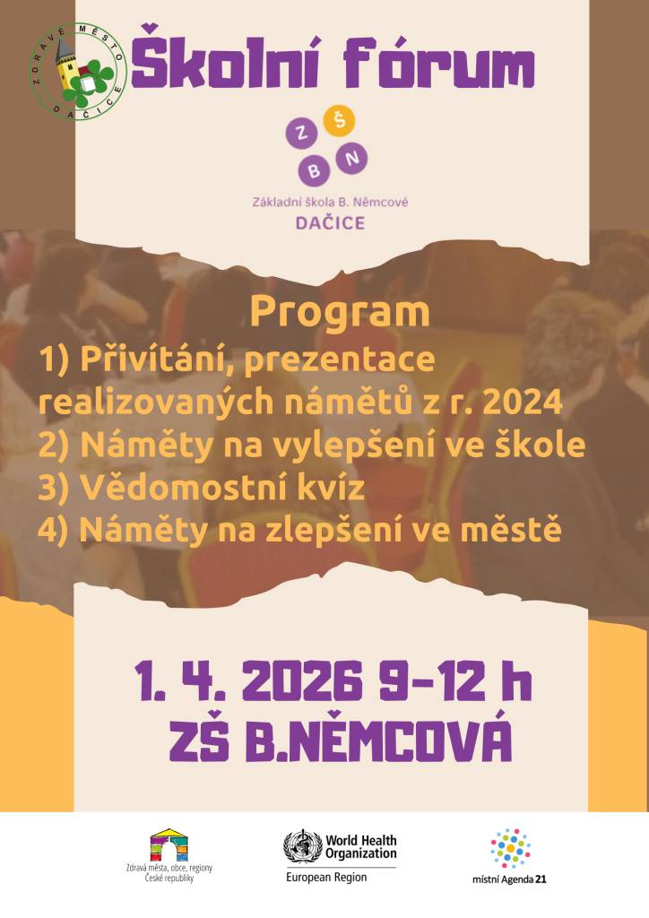 Ve středu 1. 4. 2026 proběhlo na Základní škole B. Němcové další Školní fórum, které vedl Mgr. Antonín Marek.
