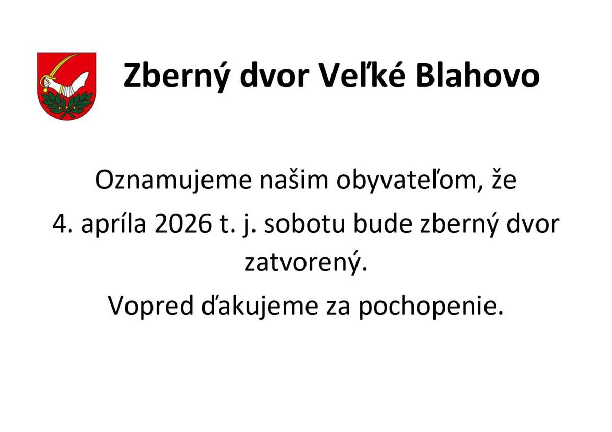 V sobotu bude zberný dvor zatvorený!