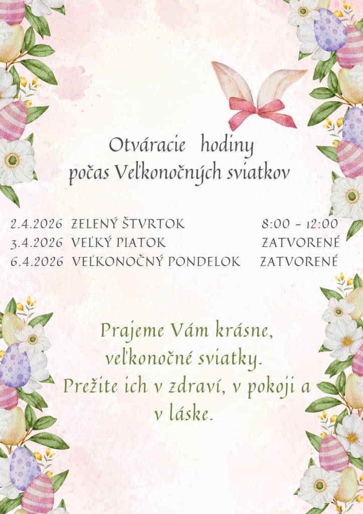 Otváracie hodiny počas Veľkonočných sviatkov